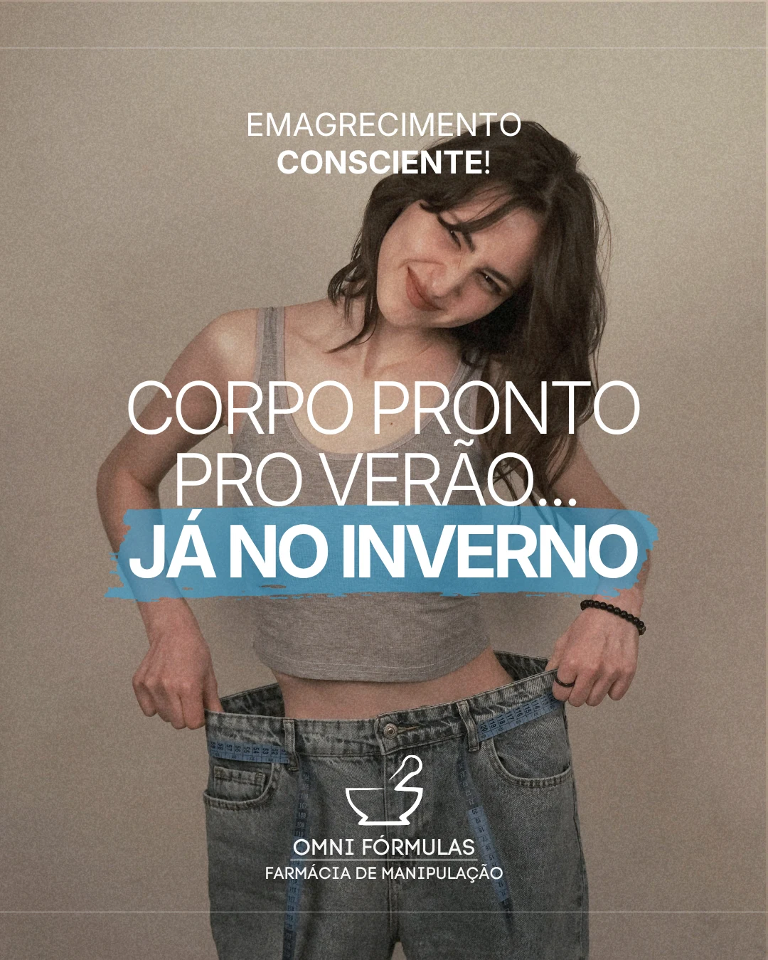 Peça de campanha com a identidade da Omni Fórmulas e tema de inverno